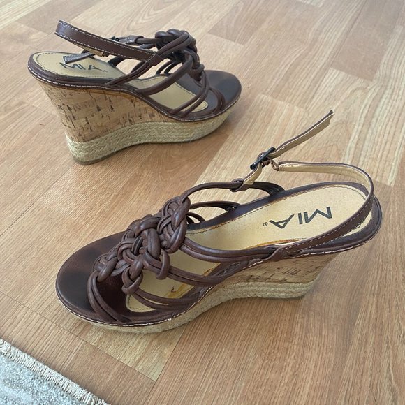 MIA Platform Wedge Sandals Brown Size 8.5 - Picture 3 of 4